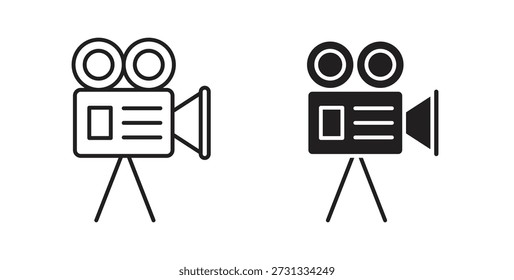 Conjunto de iconos de cámara de TV. Ilustración vectorial de línea simple