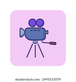 TV camera line icon. Capturing, studio, equipment. Filmmaking concept. Can be used for topics like movie production, broadcasting, show making, video recording