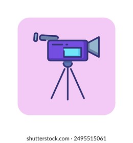 TV camera line icon. Filming, video recording, equipment. Filmmaking concept. Can be used for topics like movie production, show making, broadcasting