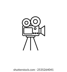 TV Camera vector icon. Editable black stroke.