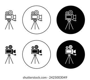 TV Camera Vector Illustration Set. Cinema Camcorder Sign in suitable for apps and websites UI design style.