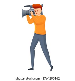 Kameramann-Symbol. Cartoon von TV-Kameramann, Vektorsymbol für Webdesign einzeln auf weißem Hintergrund