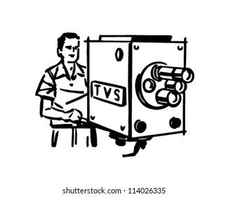 TV Cameraman - Retro Clipart Illustration