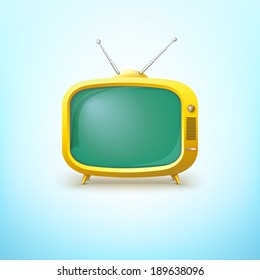 TV in cartoon style with bright color. On the screen you can make your inscription.