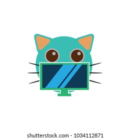 Tv Cat Logo Icon Design