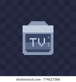 TV channel application icon. Retro 80s. Pixel art. 8-bit.  Isolated abstract vector illustration.