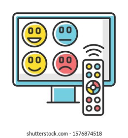 TV Channel Rating Survey Color Icon. Emotional Opinion. Consumer Review. Social Research. Customer Satisfaction. Feedback. Evaluation. Data Collection. Isolated Vector Illustration