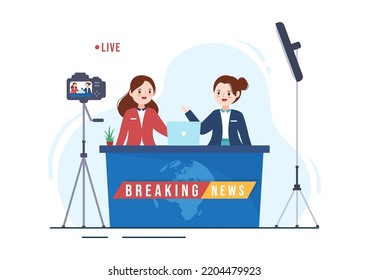 TV Channel Template Hand Drawn Cartoon Flat Illustration Home Entertainment for Watching Movie, Action Film or Breaking News in Television