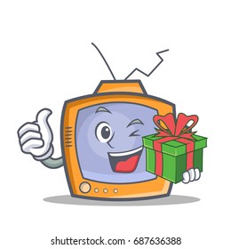 TV character cartoon object with gift