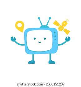 TV character. Television mascot boy. Gps location.