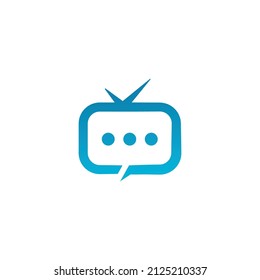 TV chat logo. Chat emblem. Comic bubble chat like TV screen with letters on a different backgrounds.