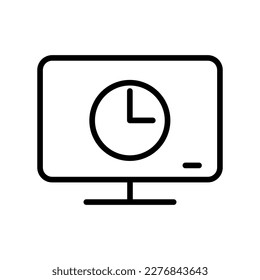 tv con icono vector de contorno de reloj. tv con icono vector de stock de signo de reloj para diseño web, aplicación móvil y ui