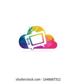 TV cloud logo design. Cloud computing tv sign.