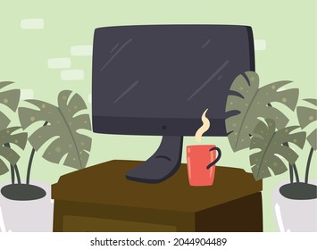 tv and coffee home place scene