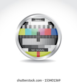 TV color test image in glossy button - illustration