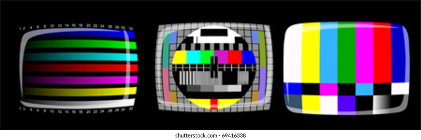 tv - color test pattern - test card, vector