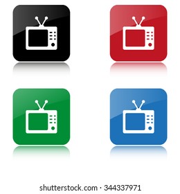 TV  - color vector icon  with shadow