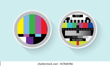 Tv colour test, analog and digital symbols in a flat design. - Stock vector