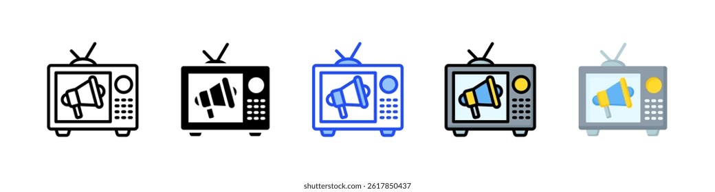 Tv Commercial Icon Collection With Multiple Styles