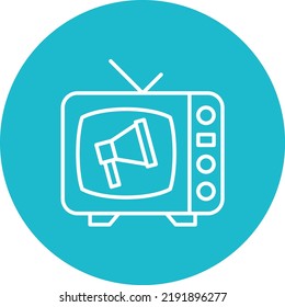 TV Commercial line circle icon vector image. Can also be used for web apps, mobile apps and print media.