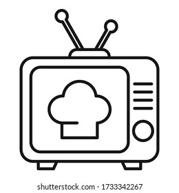 Tv Cooking Show Icon. Outline Tv Cooking Show Vector Icon For Web Design Isolated On White Background