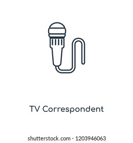 TV Correspondent concept line icon. Linear TV Correspondent concept outline symbol design. This simple element illustration can be used for web and mobile UI/UX.