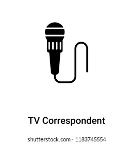 TV Correspondent icon vector isolated on white background, logo concept of TV Correspondent sign on transparent background, filled black symbol