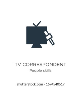 Vector de icono del corresponsal de televisión. Icono de corresponsal de televisión plana de moda de la colección de habilidades de la gente aislado en fondo blanco. La ilustración vectorial puede utilizarse para el diseño gráfico web y móvil, el logotipo, 