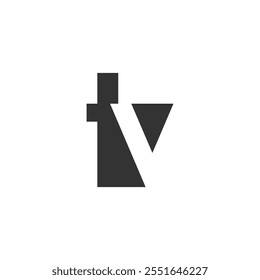 TV creative geometric initial based modern and minimal logo. Letter t v trendy fonts. Universal professional elegant techno vector design.