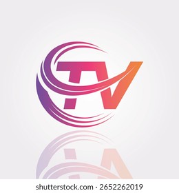 Logotipo de Monograma de espiral de gradiente criativo da TV - Design moderno da marca da letra abstrata para a marca profissional e a identidade digital