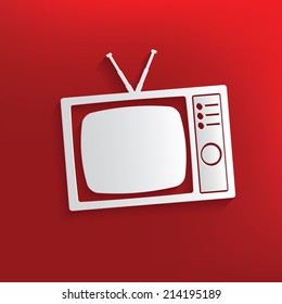 TV design on red background,clean vector