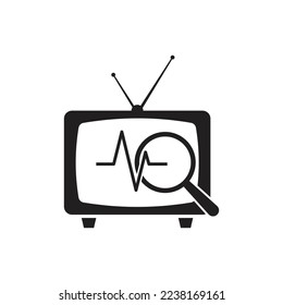 Diseño de iconos de diagnóstico de TV. Icono de signo de monitorado de cardiograma, aislado en fondo blanco. ilustración vectorial