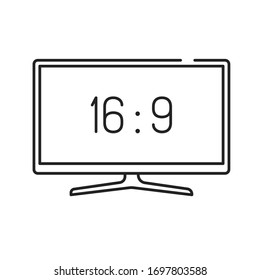 TV display black line icon. Display aspect ratio. Electronic device. Pictogram for web page, mobile app, promo. Editable stroke.