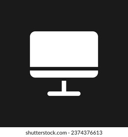 TV display dark mode glyph ui icon. Television. Electronics store. User interface design. White silhouette symbol on black space. Solid pictogram for web, mobile. Vector isolated illustration