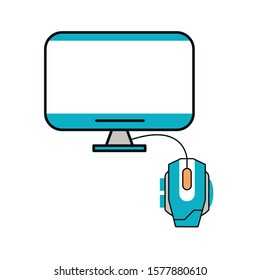 tv display device with mouse computer vector illustration design