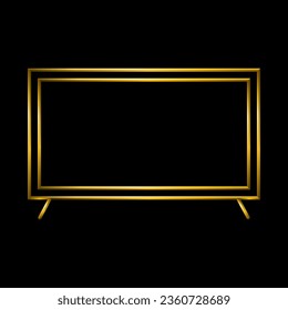 Icono de pantalla de TV. Colección de conjuntos de iconos metálicos de oro.