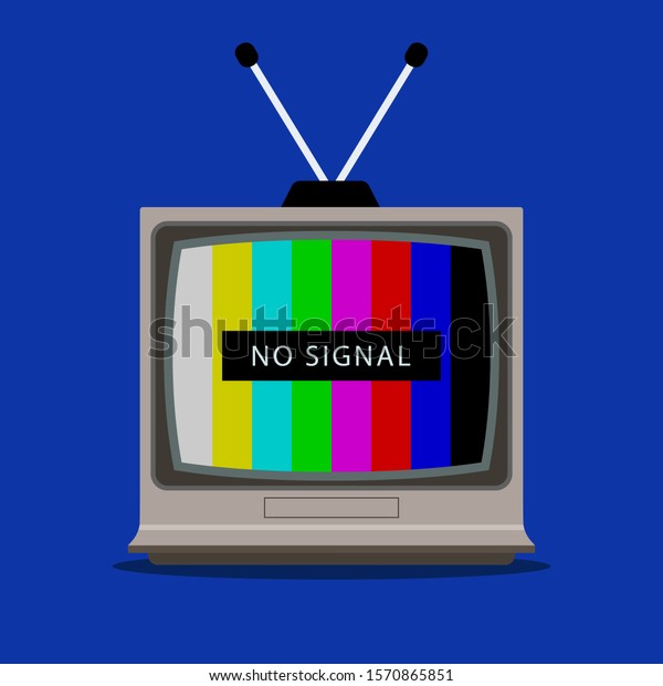 TV does not receive tv signal. monitor with\
a rainbow. flat vector\
illustration.