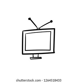 tv doodle icon vector drawing