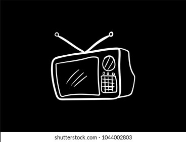 tv doodle icon vector flat black