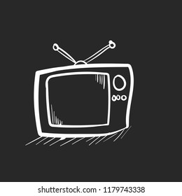 tv doodle icon vector flat black