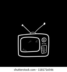 tv doodle icon vector flat black