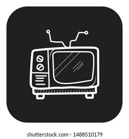 Tv Doodle Icon Vector Flat Black Stock Vector