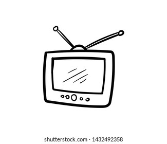 tv doodle icon vector hand drawing