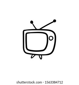 tv doodle icon vector hand drawing
