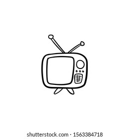 tv doodle icon vector hand drawing