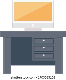 TV drawer vector flat colour icon