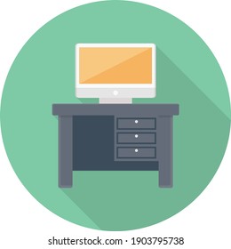 TV drawer vector flat colour icon