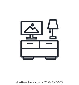 tv dresser icon. vector.Editable stroke.linear style sign for use web design,logo.Symbol illustration.