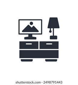 tv dresser icon. vector.Editable stroke.linear style sign for use web design,logo.Symbol illustration.