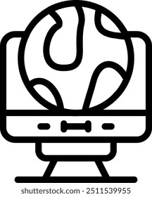 Tv Earth Vector Line Icon Element